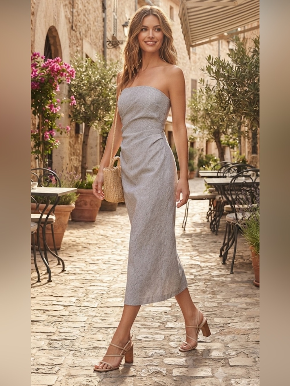 New Vince Light Gray Spaghetti-Strap Midi Dress size 10 - Picture 16 of 16